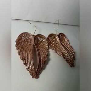 Blush Pink Glitter Angel Wing Christmas Ornaments